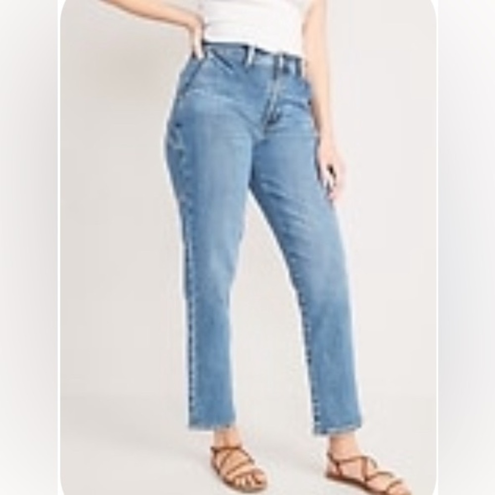 Curvy extra high waisted sky high straight workwear jeans. Old Navy. NWT